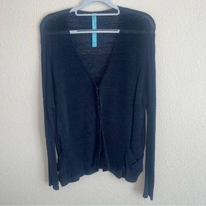 Childress Navy Blue Handloomed Knit Cardigan Sweater